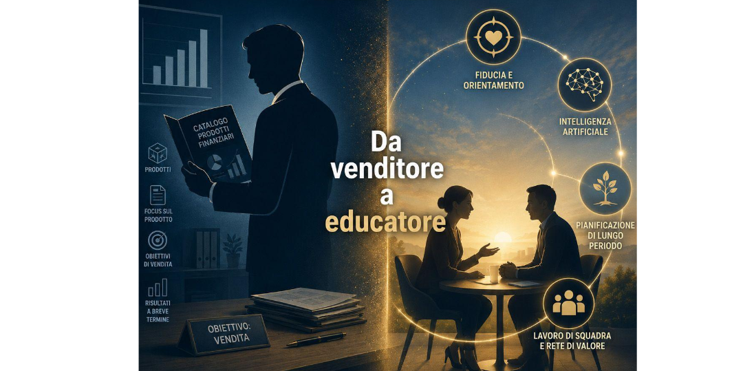 Rappresentazione visiva dell'articolo: Il consulente finanziario nel 2026, da venditore a educatore